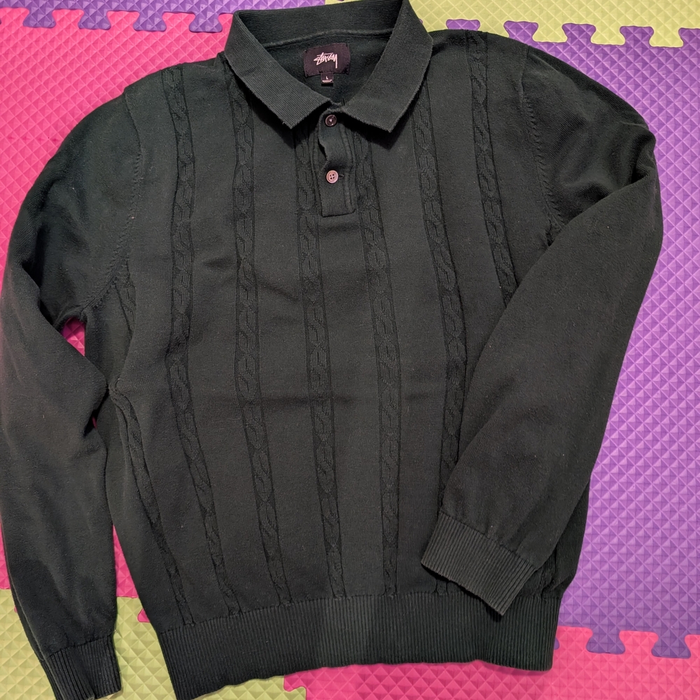 Stussy Green Polo Sweater